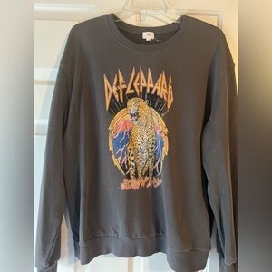 12 Pm By Mon Ami Def Leppard Graphic Sweatshirt - charcoal grey
